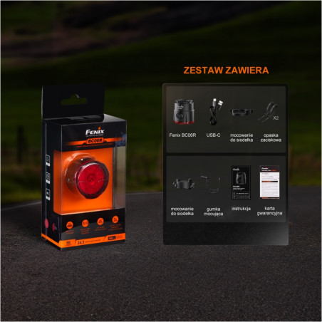 Lampa rowerowa Fenix BC06R Światło Czerwone 90 lm