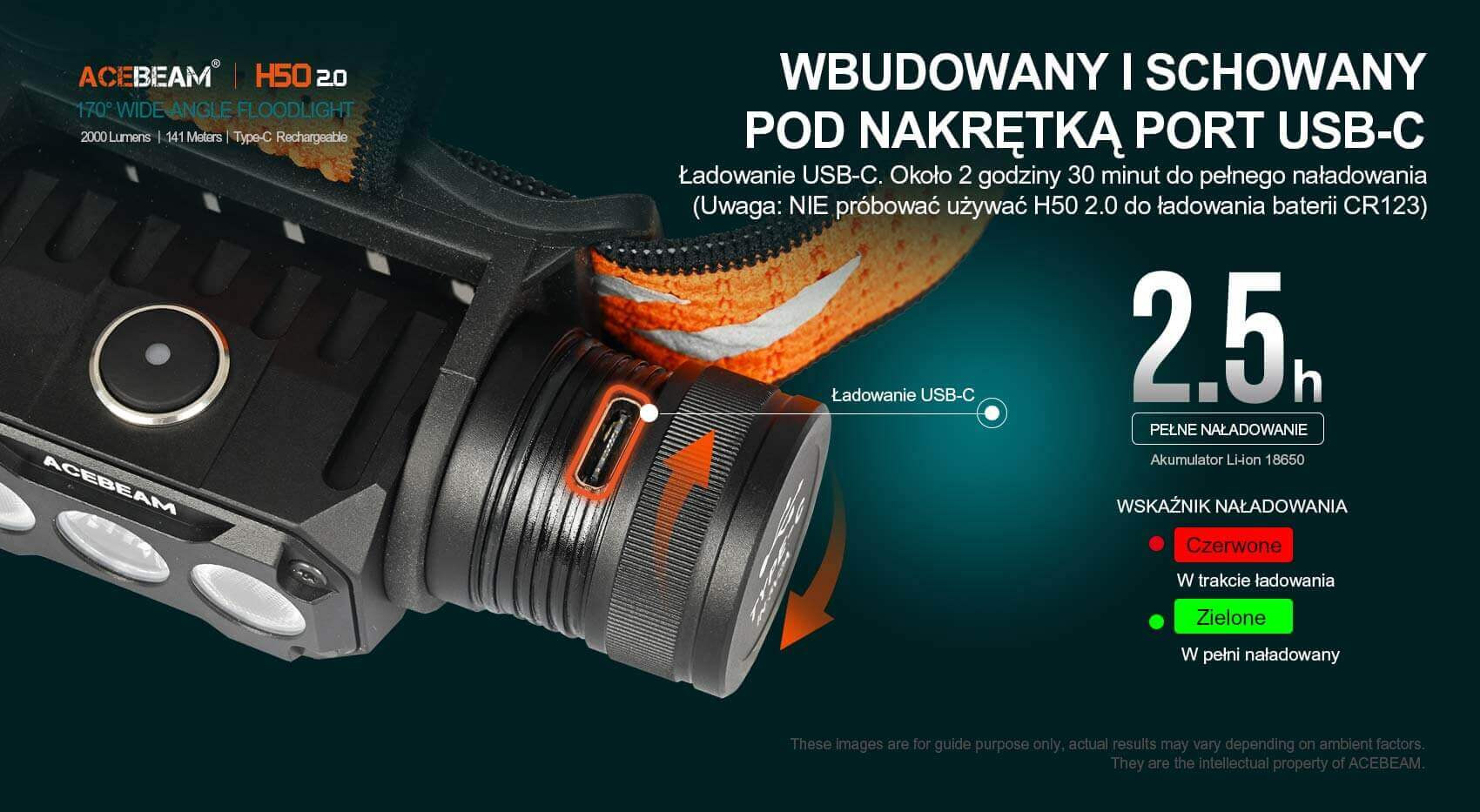 Latarka czołowa diodowa ACEBEAM H50 2.0 - 2000lm